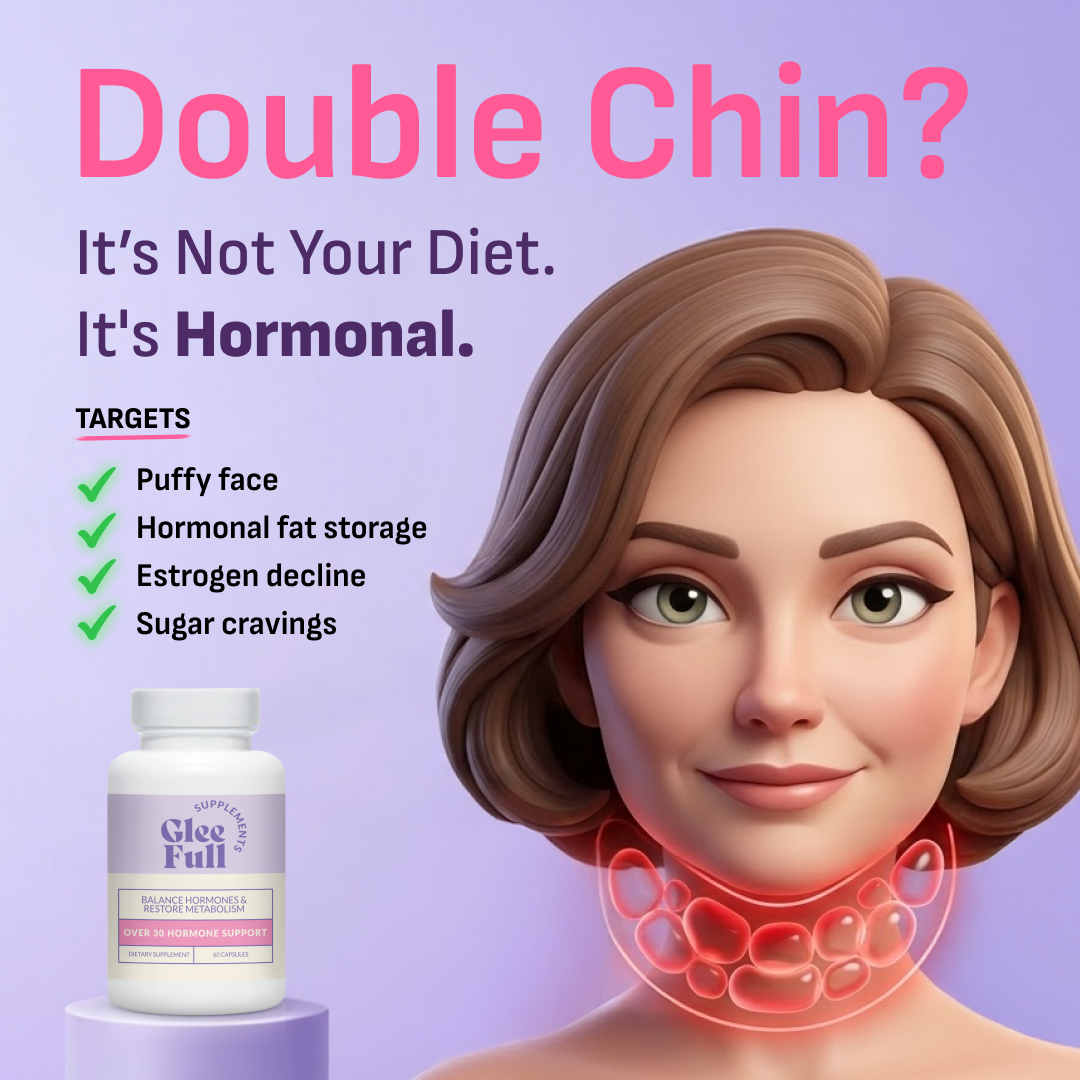 Double chin hormonal supplement static ad creative