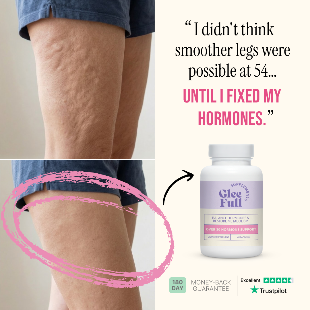 Lumpy legs before-after testimonial static ad creative